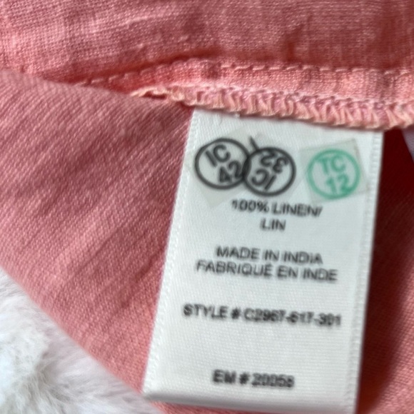 Anthropologie Cloth & Stone Button Down Tie Front Shirt Coral Small - Picture 8 of 8